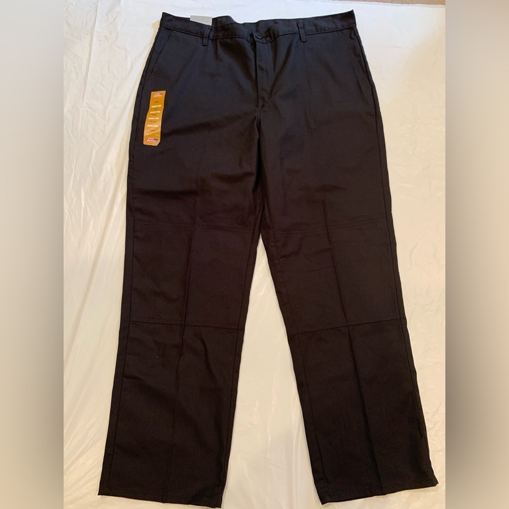 Dickies Double Knee Relaxed Fit Straight Leg Men's Black Pants 42x32, Workwear